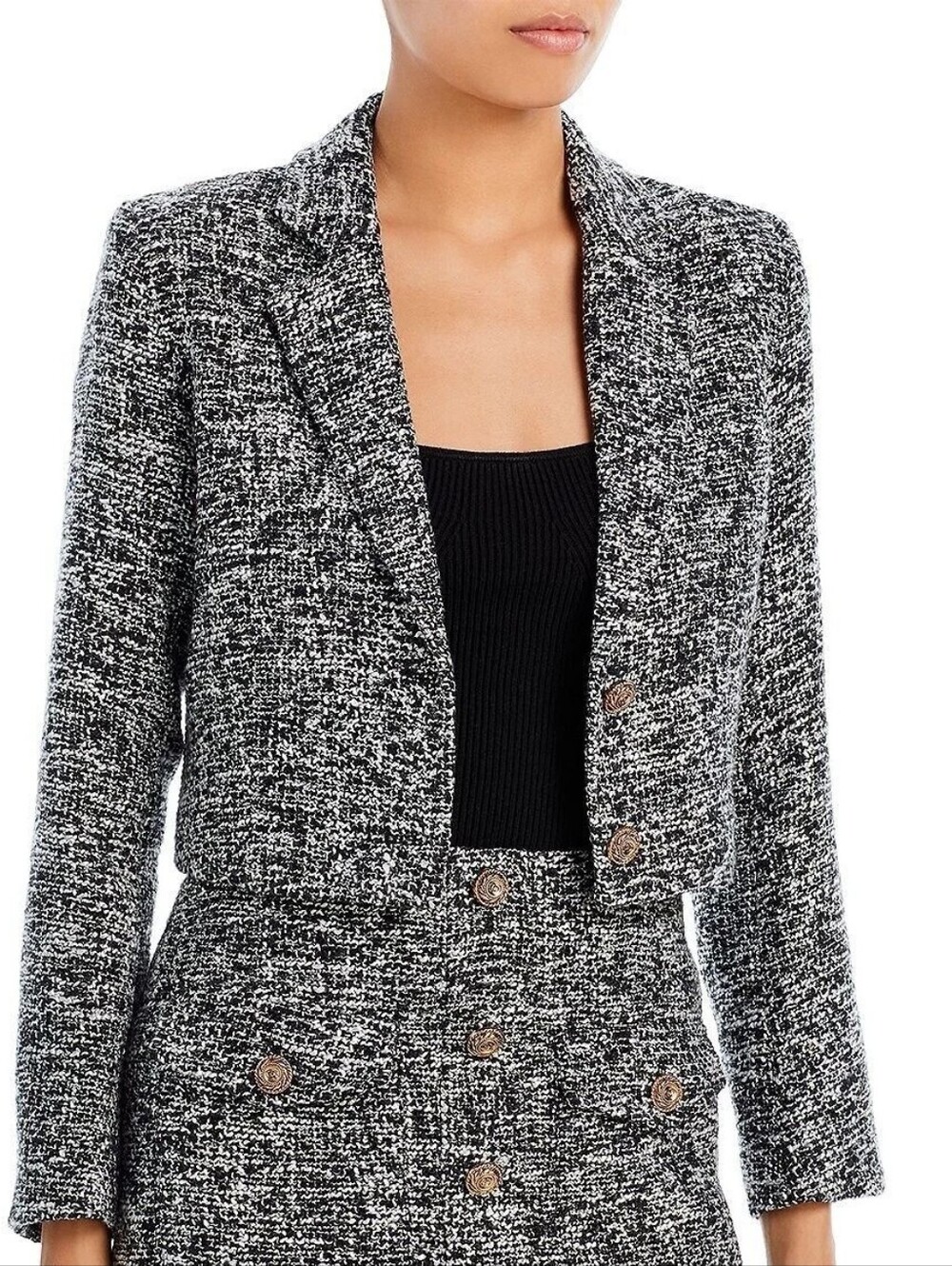 Tweed Blazer/Skirt Two-Piece Suit Set S